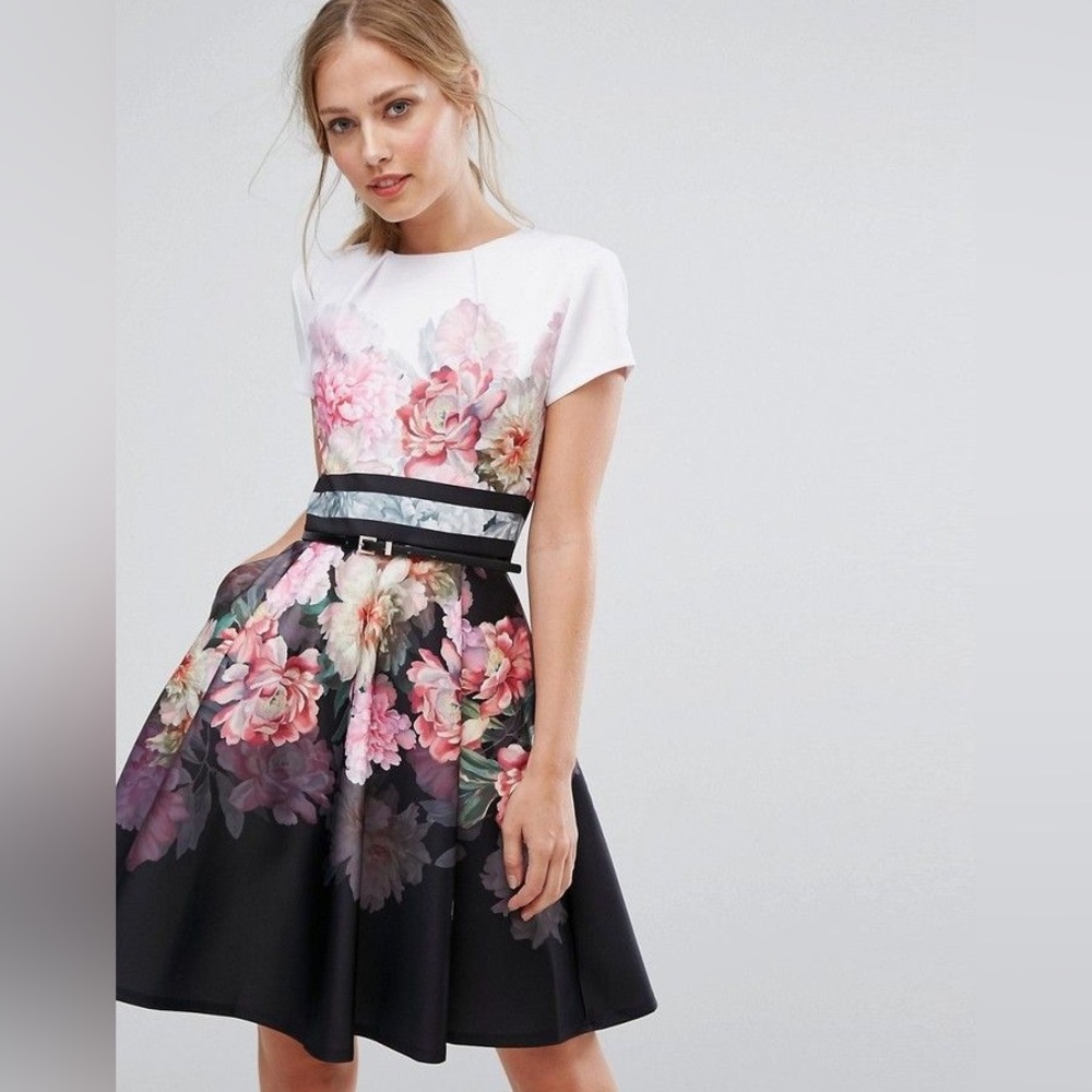 Ted Baker Floral Print Dress with Pink and White Blooms